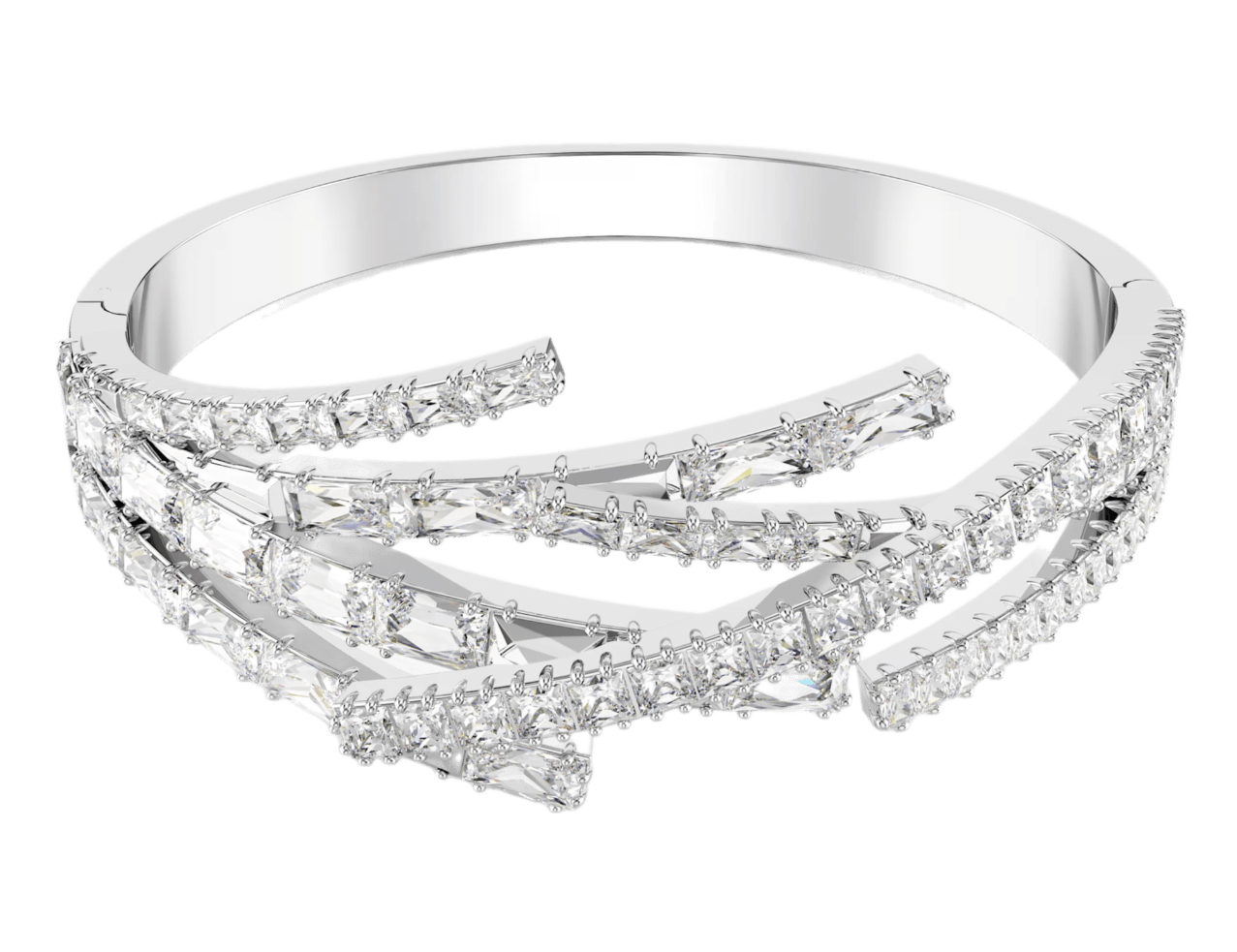 Swarovski Matrix Bangle - White, Rhodium Plated