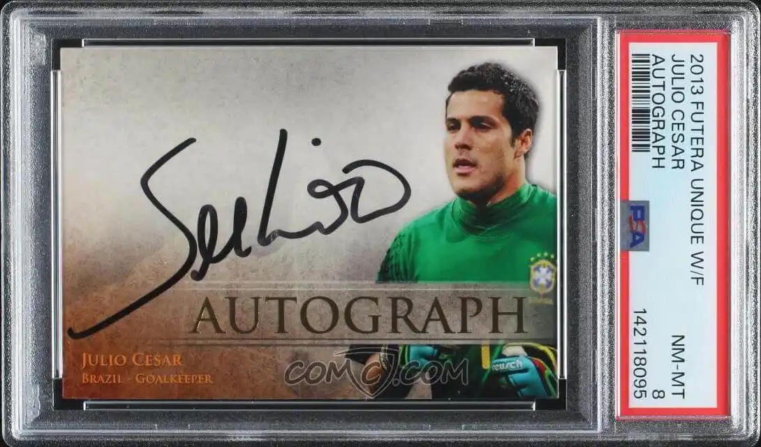 2013 Futera World Football Unique - Autographs #JUCE - Julio Cesar /55 PSA 8