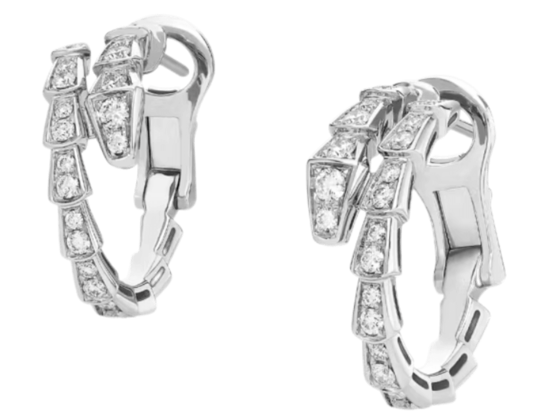 Bvlgari Serpenti Viper With Full Pavé Diamonds Earrings - White Gold