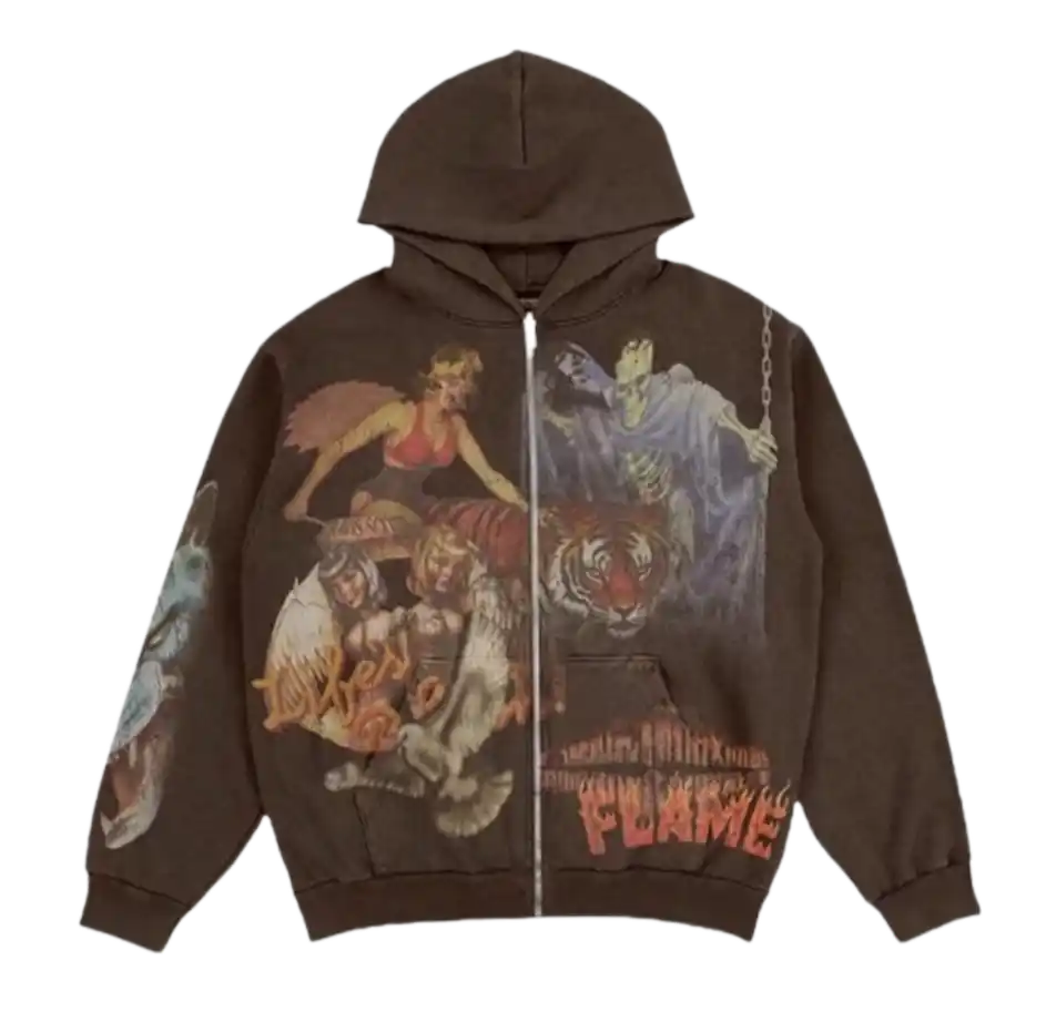 Travis Scott Utopia Circus Maximus 2023 Tour Zip-Up Hoodie - Brown
