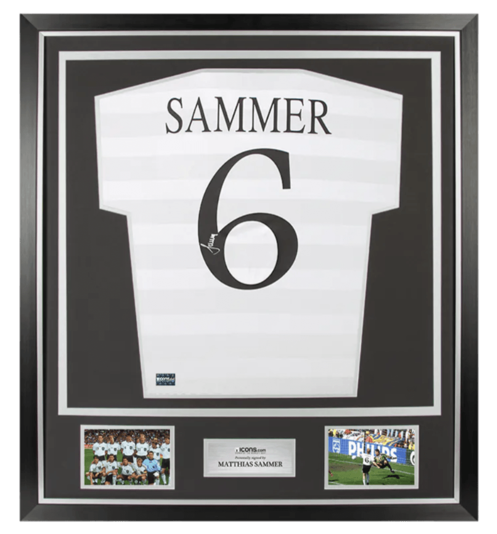 Matthias Sammer Back Signed Germany Retro Home Shirt In Classic Frame
