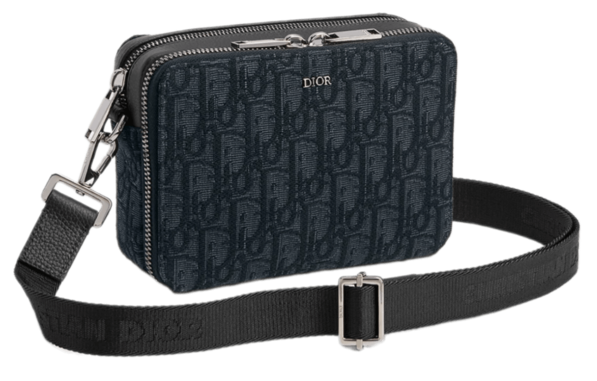 Dior Zipped Pouch with Strap - Black Dior Oblique Jacquard