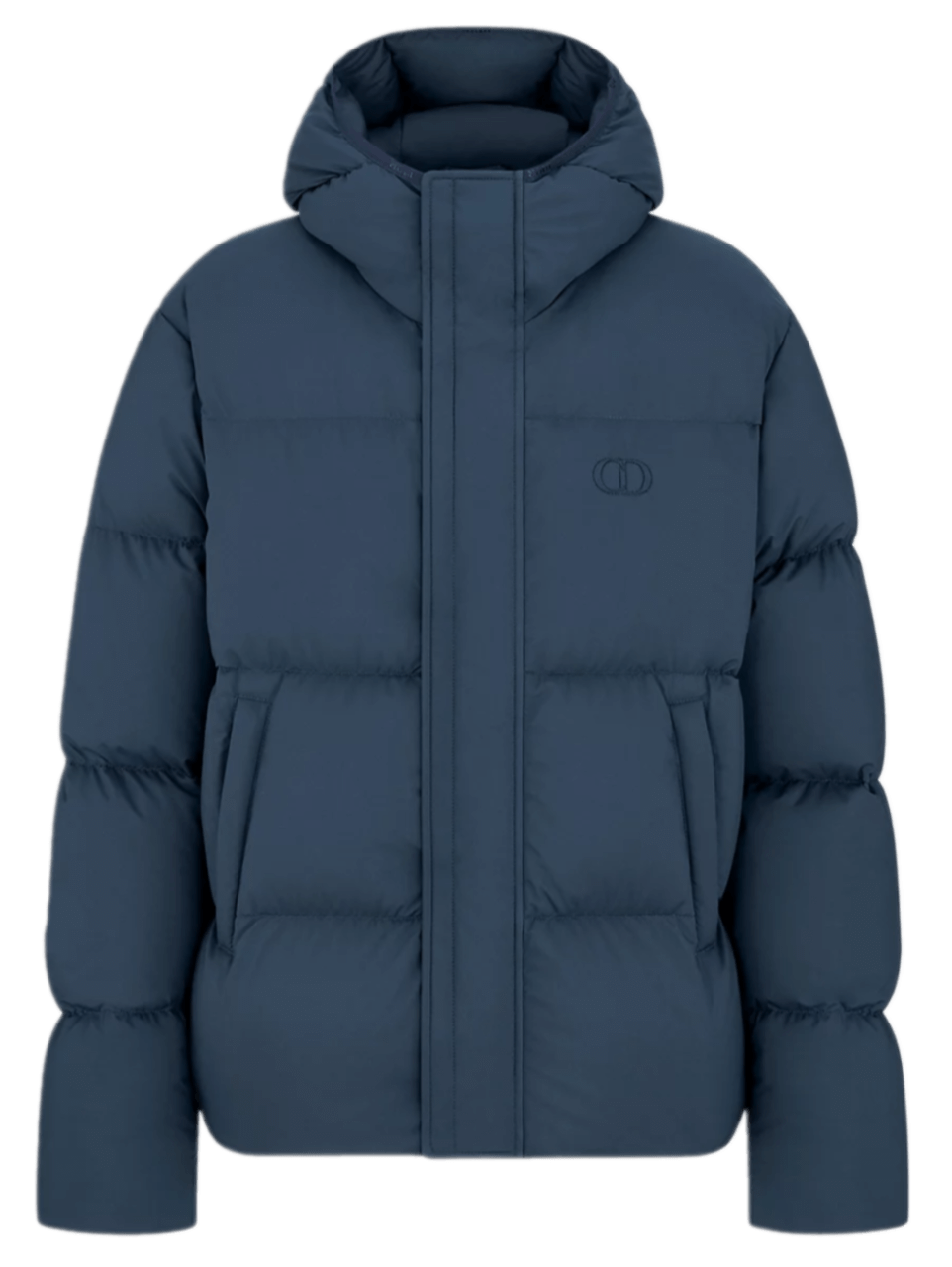 CD Icon Hooded Quilted Down Jacket - Blue Technical Fabric