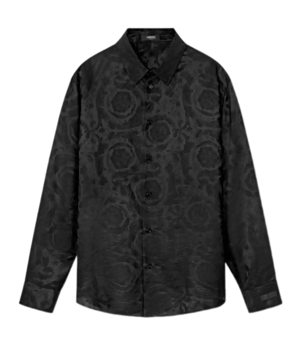 Versace Barocco Jacquard Silk-Blend Shirt - Black