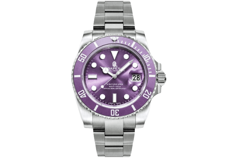 BAPE A Bathing Ape Type 1 Bapex Watch - Silver/Purple