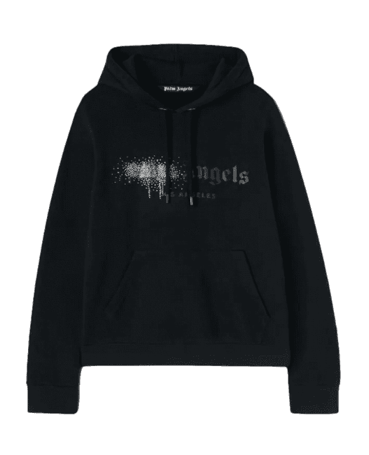Palm Angels Rhinestone Sprayed Hoodie - Black Black