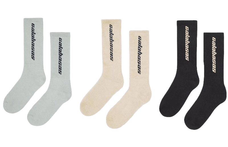 Yeezy Calabasas Socks (3 Pack) - Core/Glacier/Sand