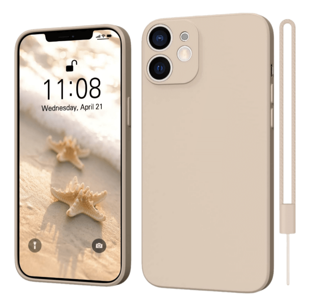 iPhone 12 Case 6.1-inch Silicone Soft Gel Cover - Khaki