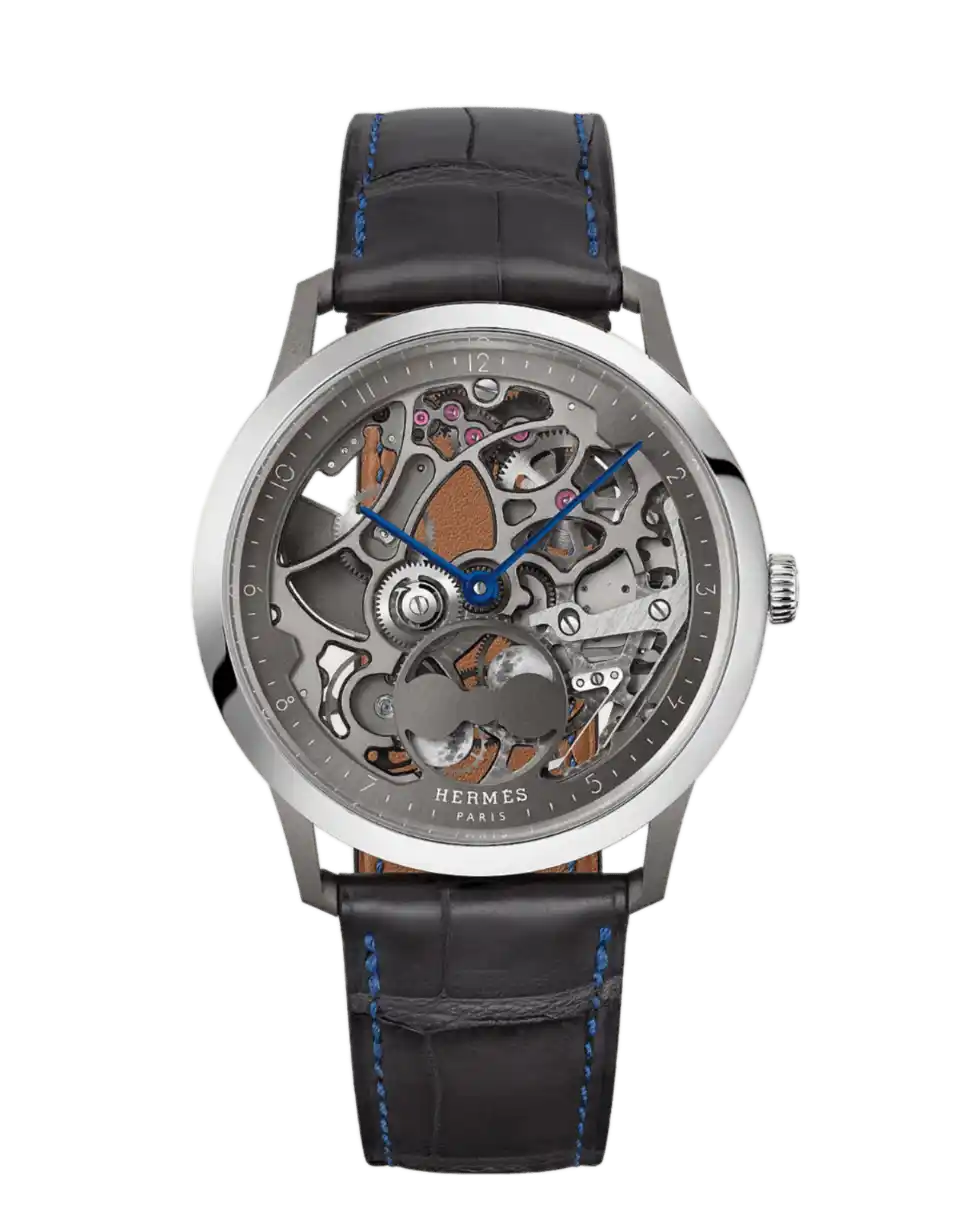 Hermès Slim d'Hermès Squelette Lune Watch Skeleton Dial - 39.5mm, Titanium-Platinum