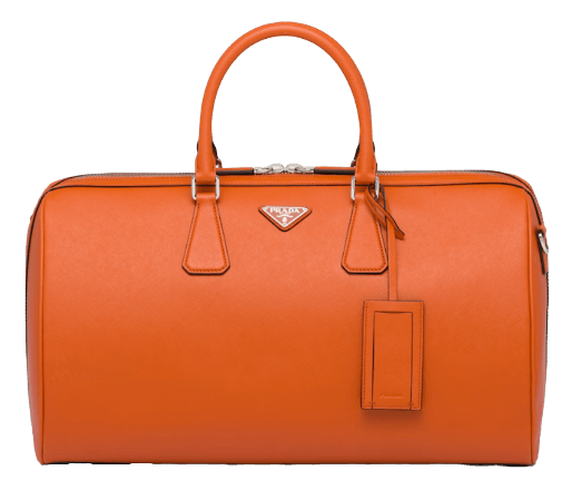 Prada Saffiano Leather Travel Bag - Papaya