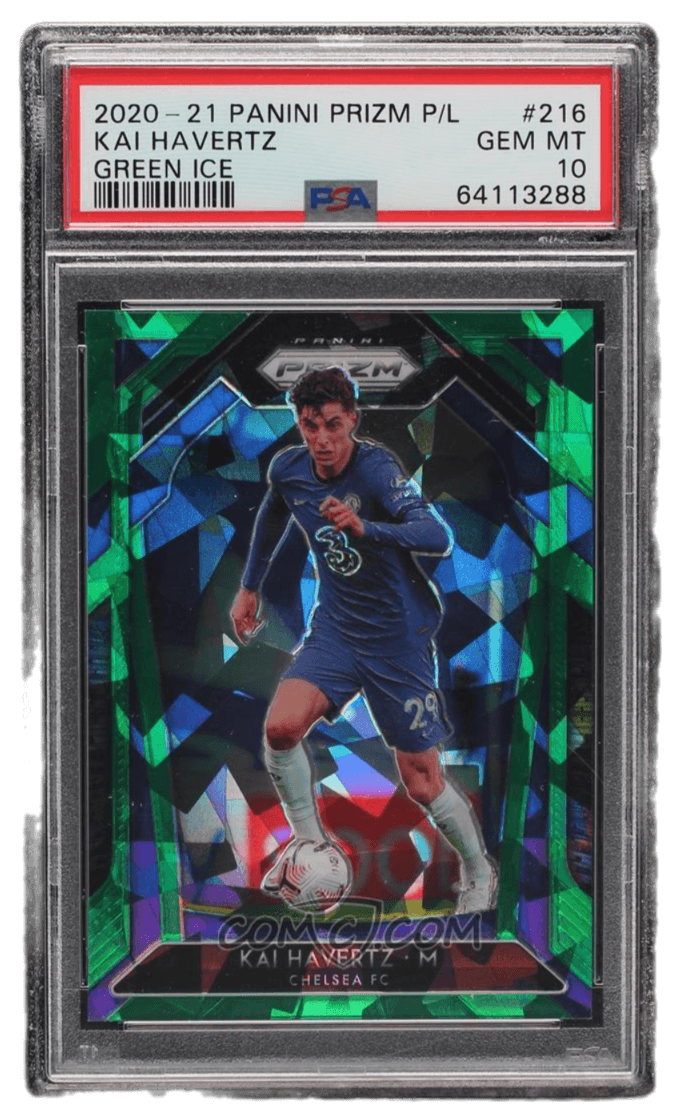 2020-21 Panini Prizm Premier League - Green Ice Prizm #216 - Kai Havertz /49 PSA 10