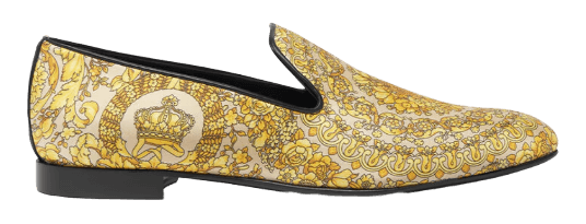 Versace Barocco Satin Slippers - Yellow Print