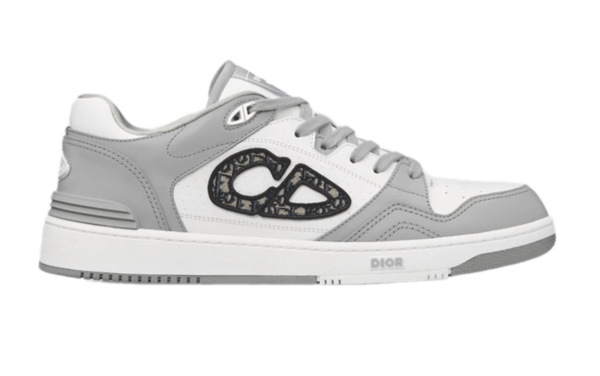 Dior B57 Dribble Low-Top Sneaker - Dior Gray and White Smooth Calfskin with Beige and Black Dior Oblique Jacquard
