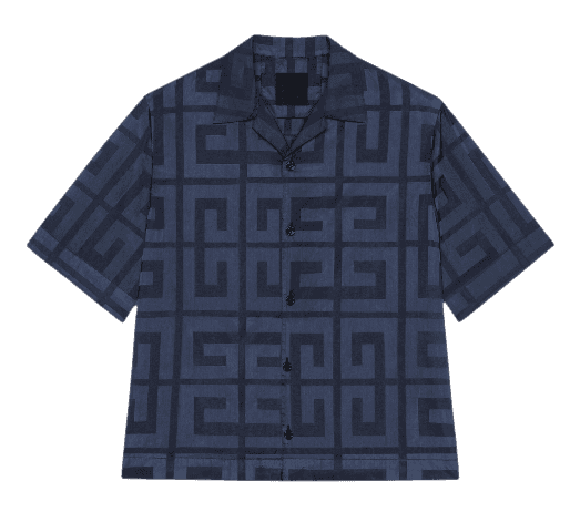 Givenchy 4G Boxy Fit Shiny Hawaiian Shirt - Navy