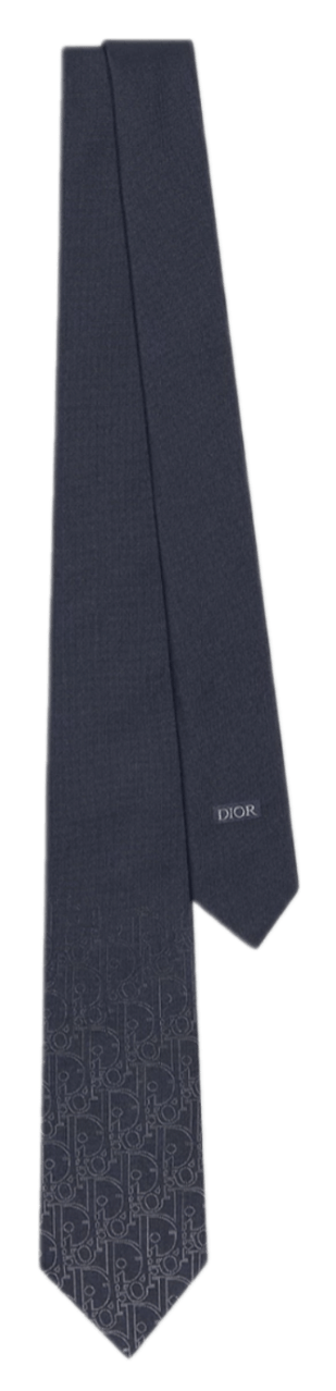 Gradient Dior Gravity Tie - Navy Blue and White Silk