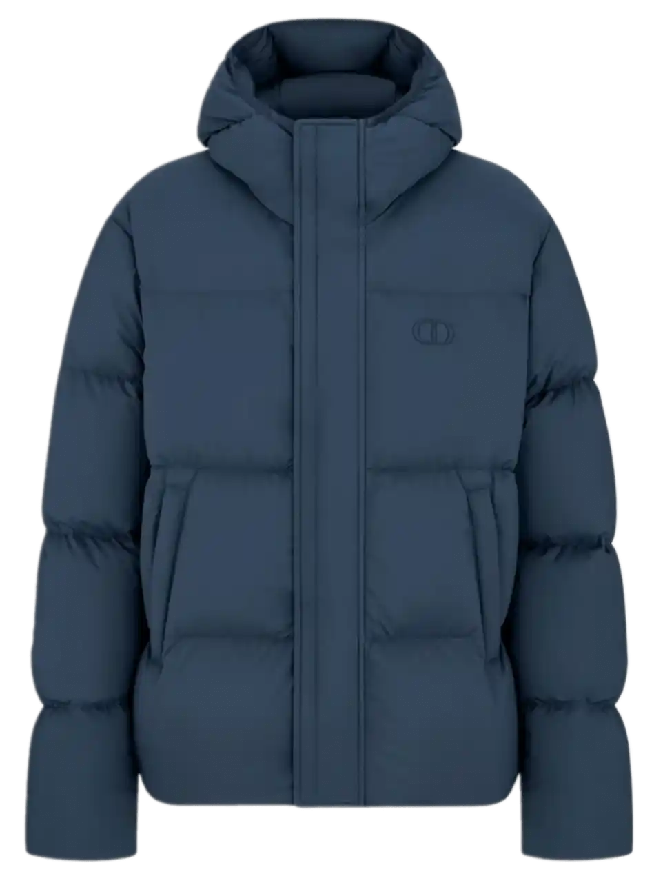 CD Icon Hooded Quilted Down Jacket - Blue Technical Fabric