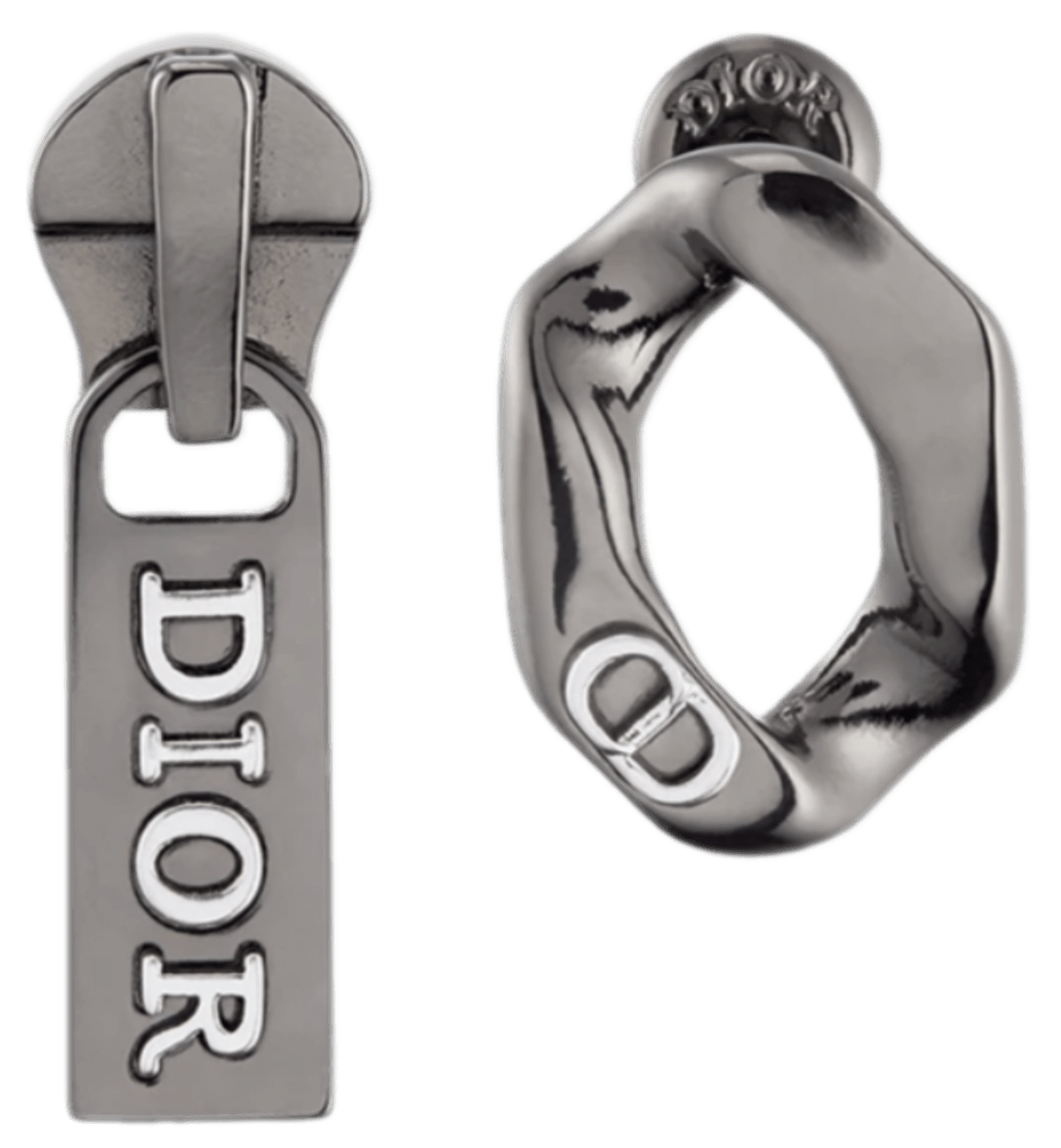 Dior Contrast Earrings - Ruthenium- and Silver-Finish Brass
