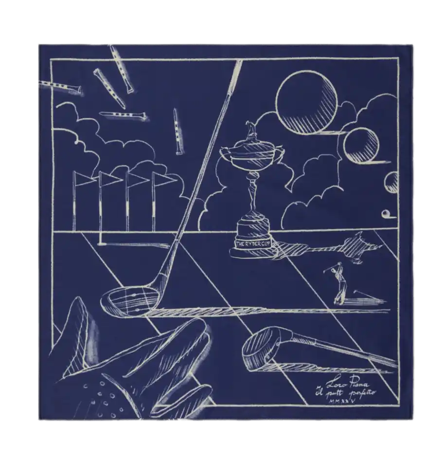Loro Piana Il Putt Perfetto Foulard - Deep Blue/Chalk White