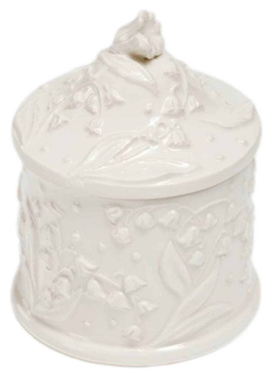 Dior Small Box - White Ceramic with Raised Lily Dior Motif