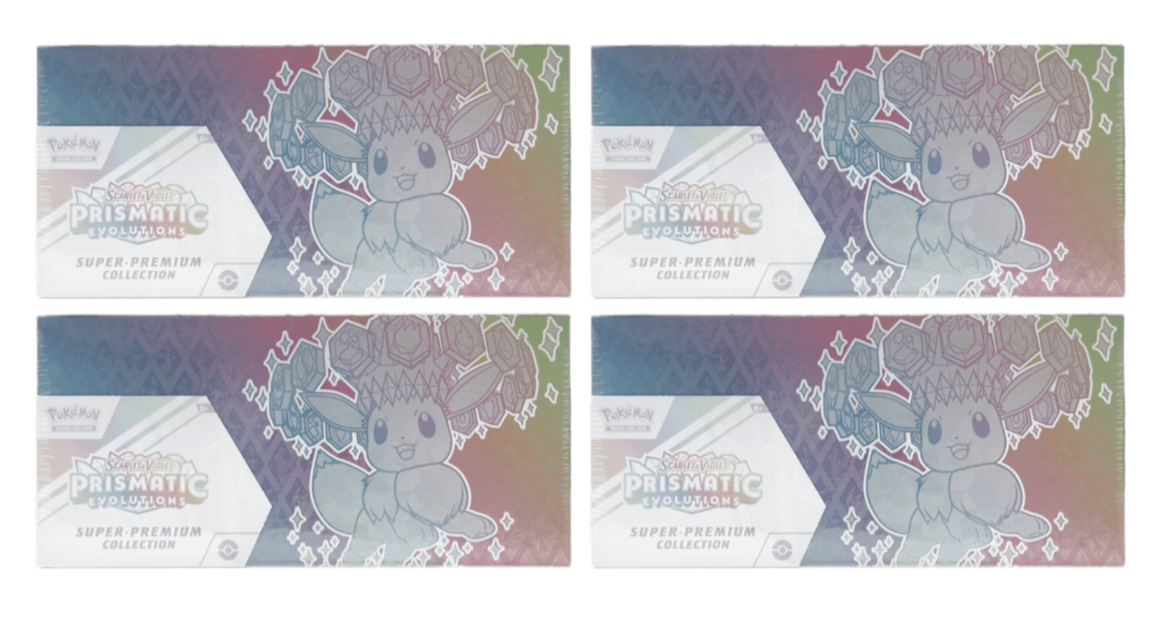 2025 Pokémon Scarlet & Violet Prismatic Evolutions Super Premium Collection 4x Lot