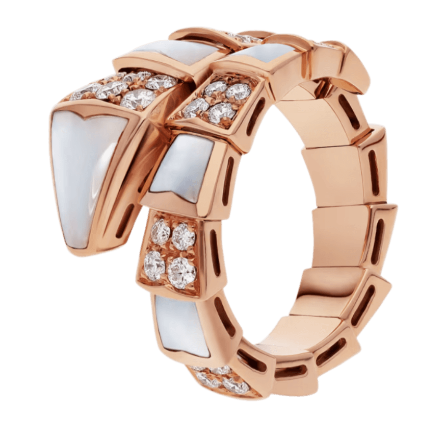 Bvlgari Serpenti Viper One-coil Ring With Pavé Diamonds - Rose Gold