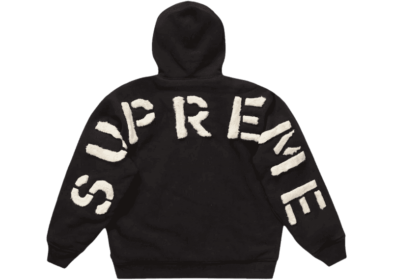 Supreme Faux Fur Lined Zip Up Hooded Sweatshirt - Black