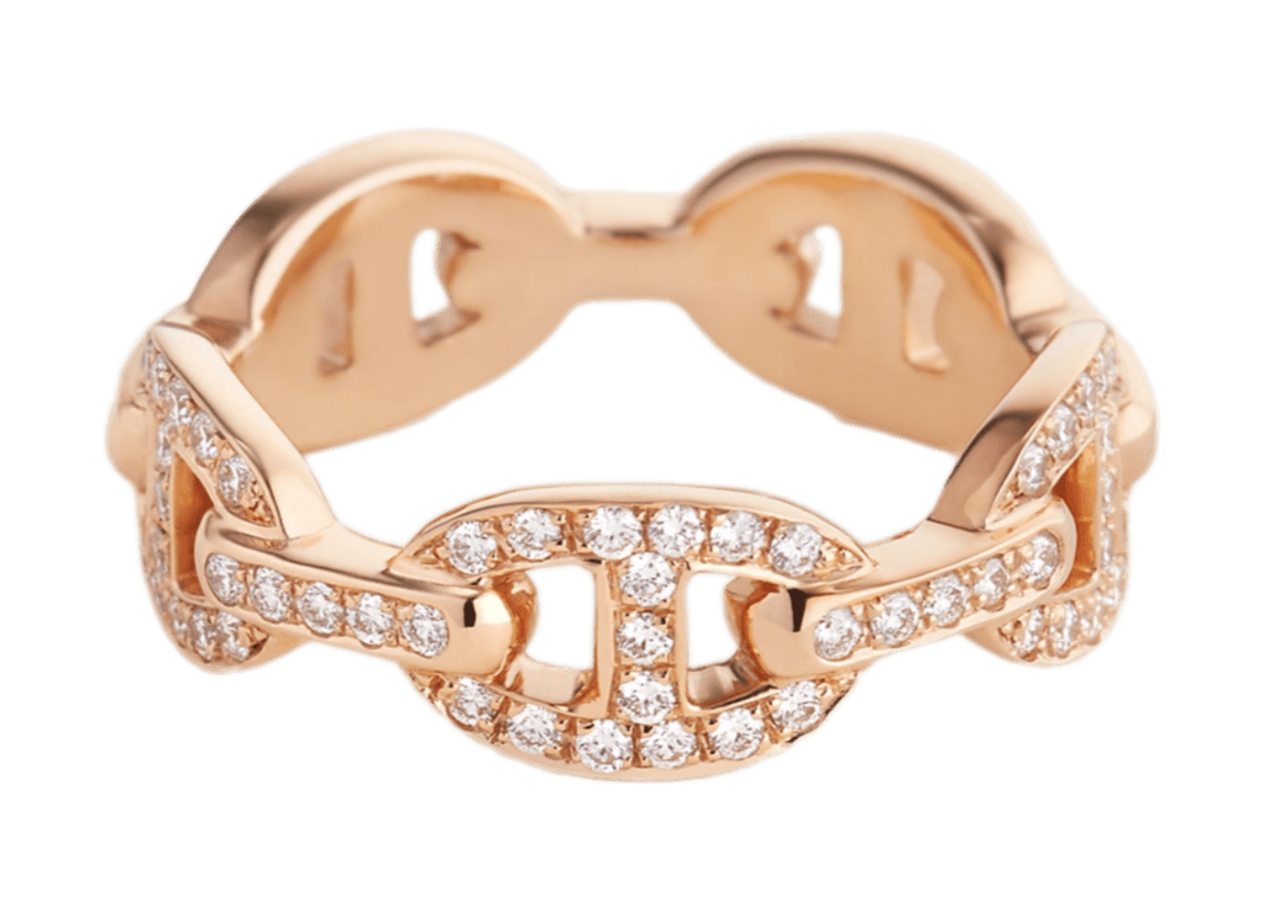 Hermès Chaine d'ancre Enchainee Ring, Small Model - Rose Gold