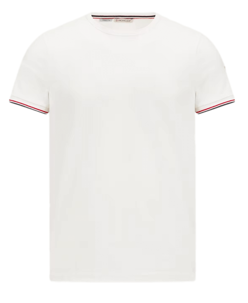Moncler Tricolor-Trimmed Cotton T-Shirt - Off White