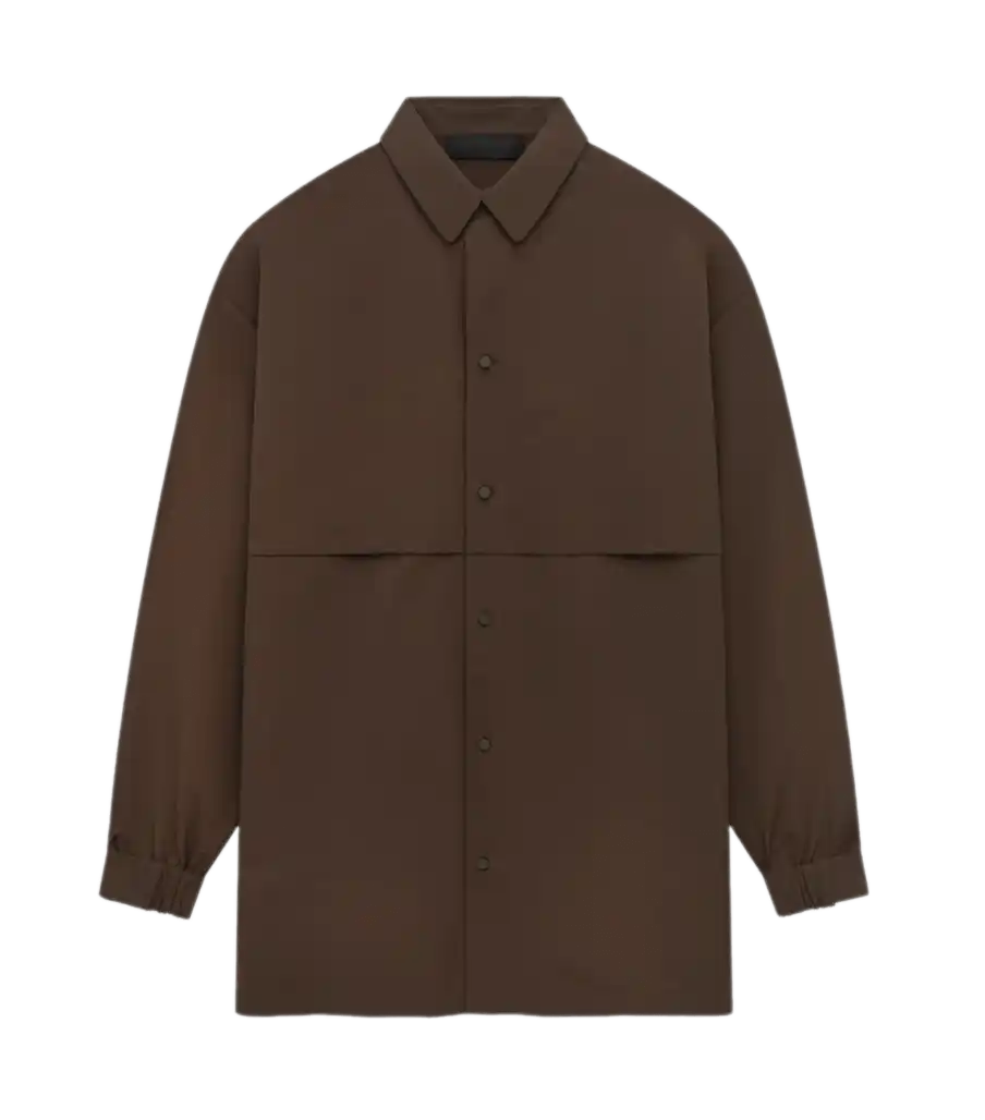 ESSENTIALS Military Nylon Overshirt - Brown
