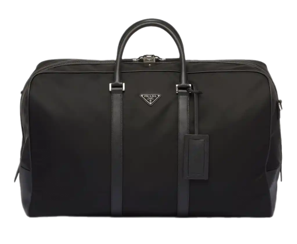 Prada Re-Nylon and Saffiano Leather Duffle Bag - Black