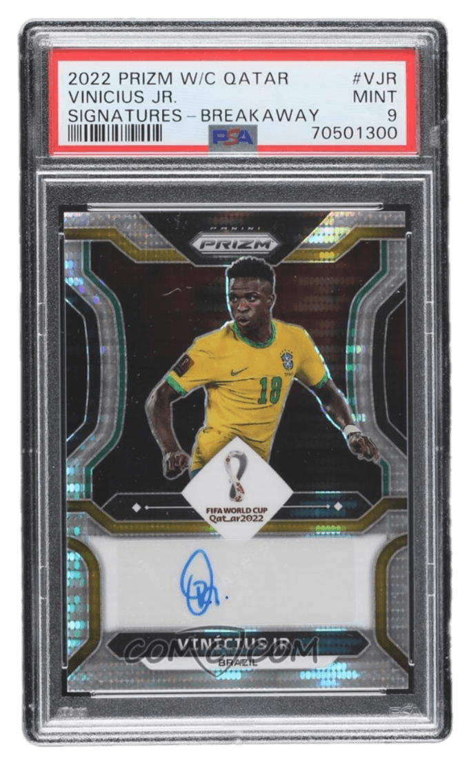 2022 Panini Prizm World Cup Qatar - Signatures - Breakaway Prizm #S-VJR - Vinicius Jr. PSA 9