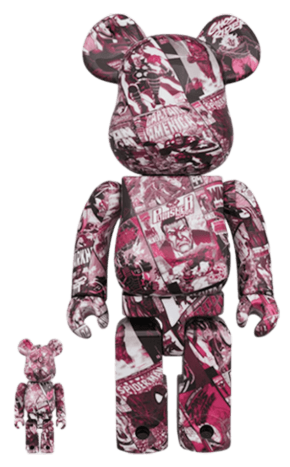 Bearbrick MARVEL 80TH ANNIVERSARY 100% & 400% Set - Red Multicolor