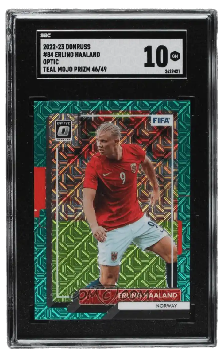 2022-23 Panini Donruss - Optic Teal Mojo Prizm #84 - Erling Haaland /49 SGC 10 GEM