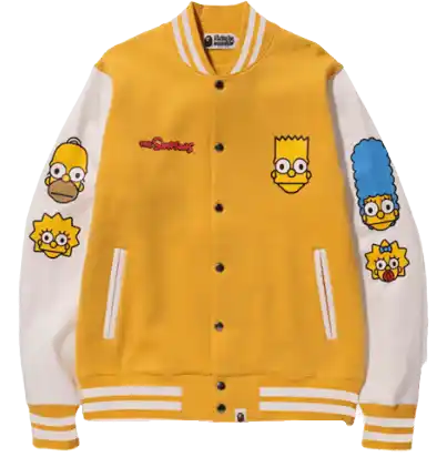 BAPE X The Simpsons Baby Milo Varsity Jacket - Yellow