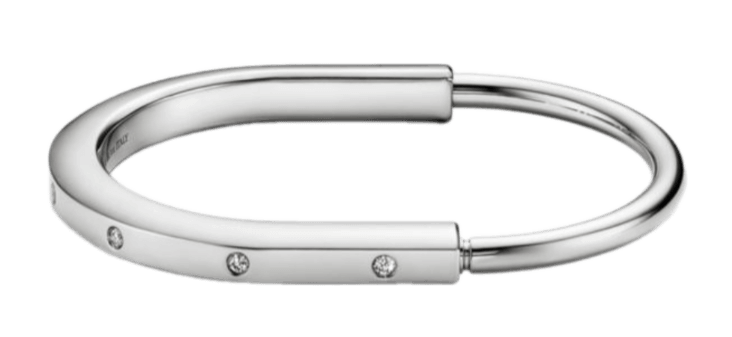 Tiffany Lock Bangle - White Gold with Diamond Accents