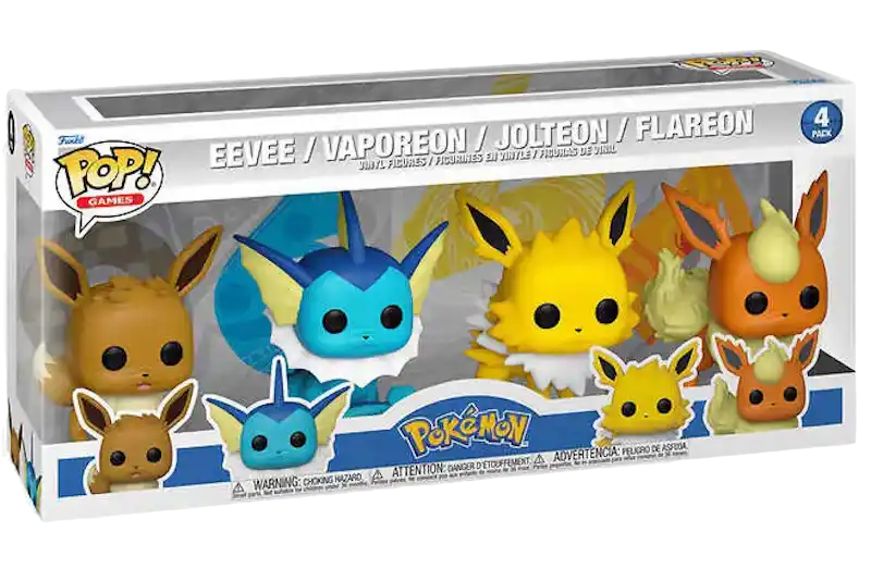 Funko Pop! Games Pokemon Eevee, Vaporeon, Jolteon and Flareon 4-Pack