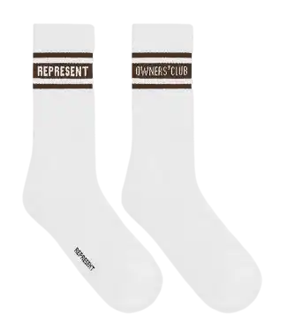 Represent Owners Club Socks - Flat White/Brown
