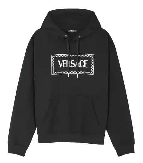 Versace 90s Vintage Logo Hoodie - Black