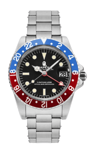 BAPE A Bathing Ape Type 2 Bapex Watch - Silver/Red/Blue
