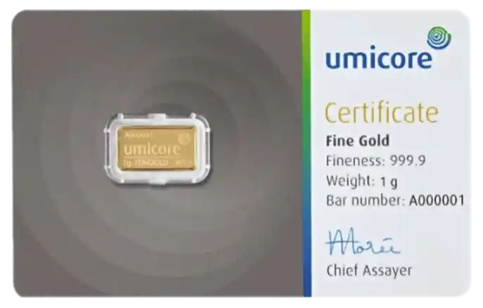 1 gram Gold Bar - Umicore