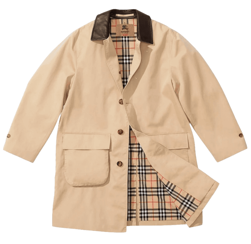 Supreme Burberry Leather Collar Trench - Beige