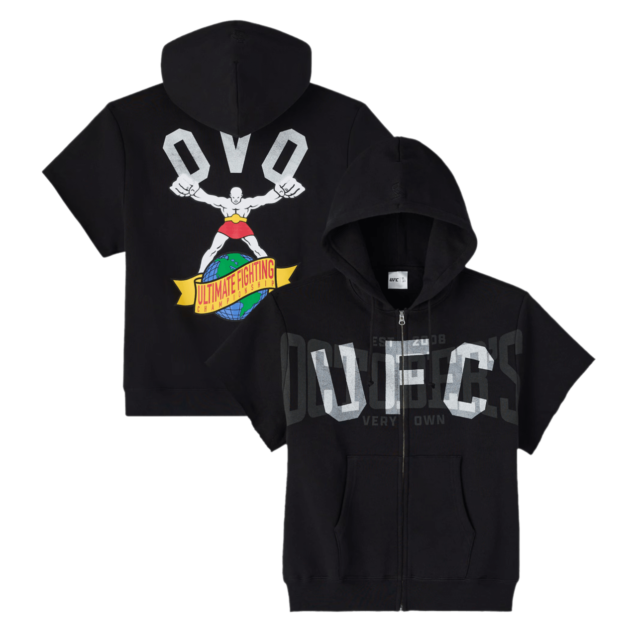 OVO x UFC Black Short Sleeve Full-Zip Hoodie