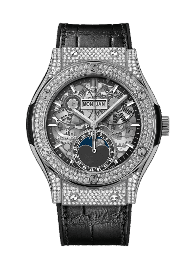 Hublot Classic Fusion Aerofusion Moonphase Titanium Pavé - 42mm, Titanium, Diamonds