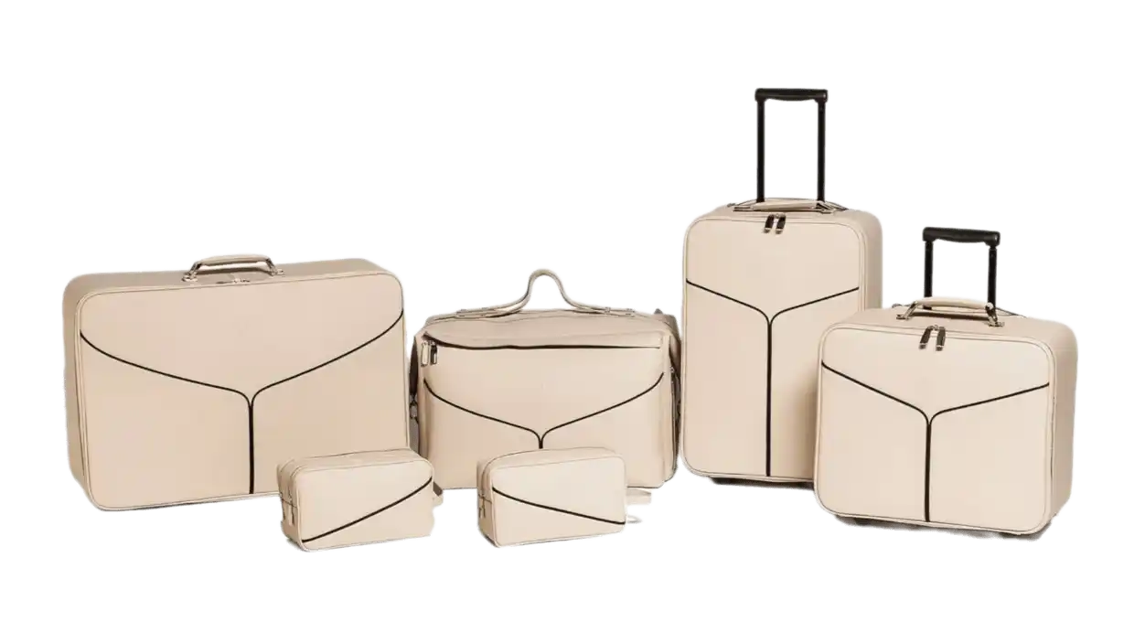 Quattroporte Luggage Set - Beige Leather/Black Lining