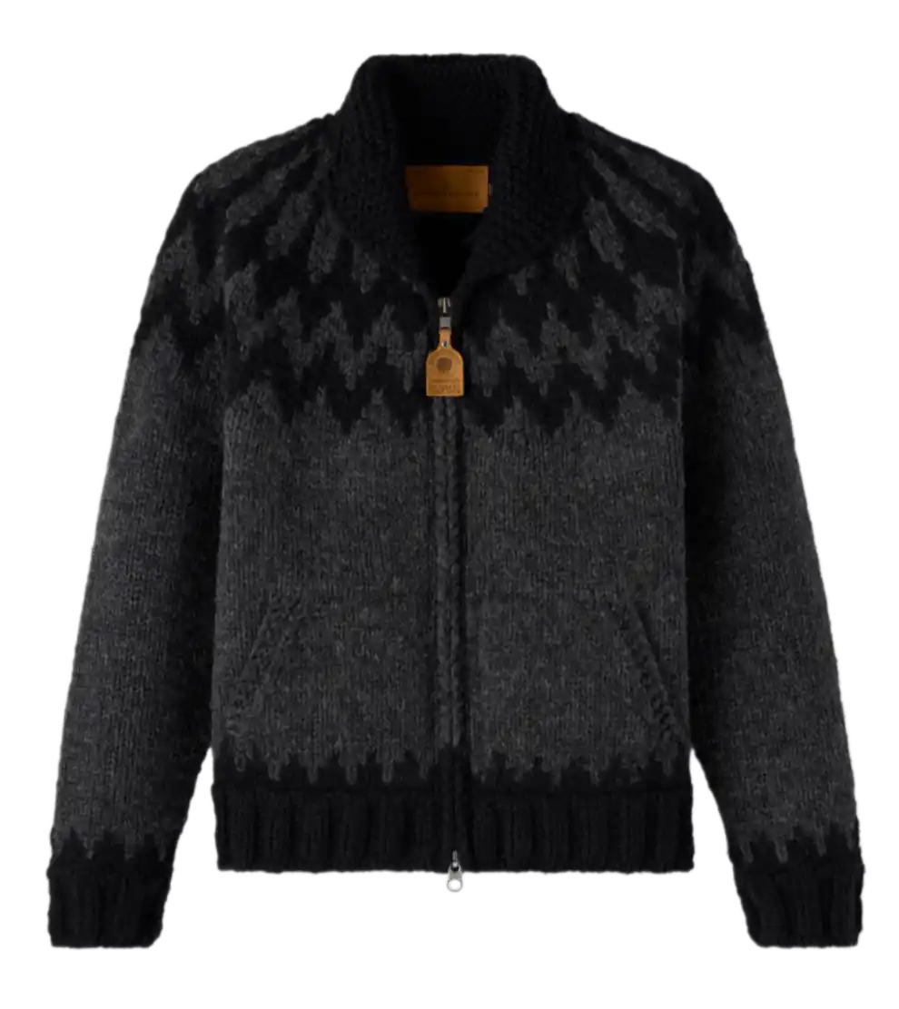 OvO Canadian Sweater Company Hand Knit Cardigan - Dark Grey/Black