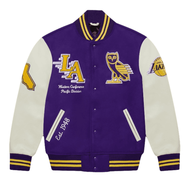 OVO x NBA LA Lakers Varsity Jacket - Purple