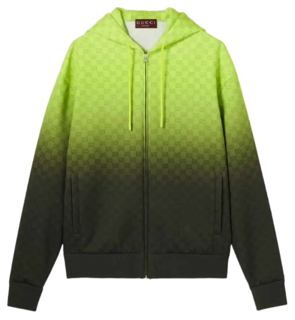 Gucci Printed Light Neoprene Zip Jacket - Lime/Black