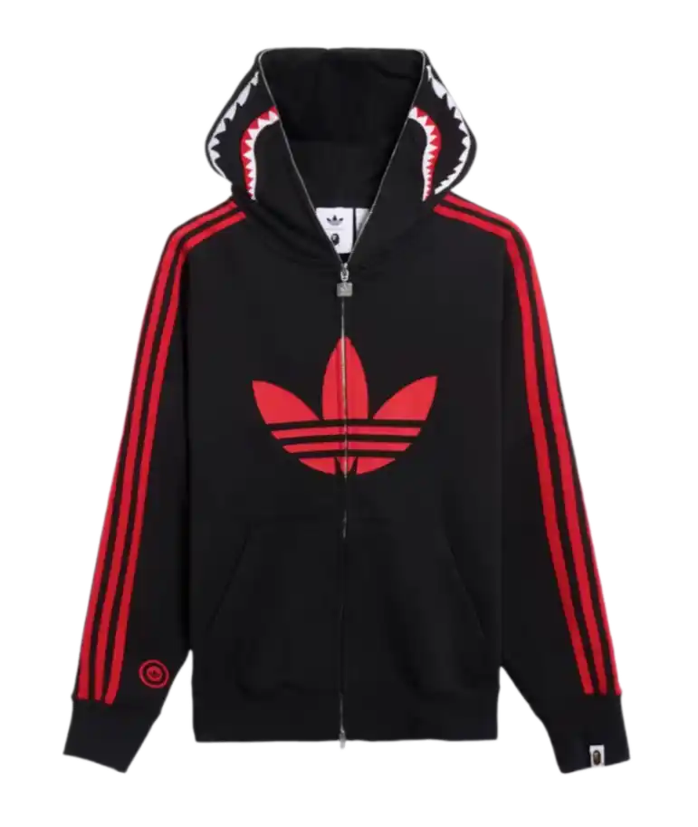 BAPE x adidas Shark Fleece Full Zip Hoodie - Black