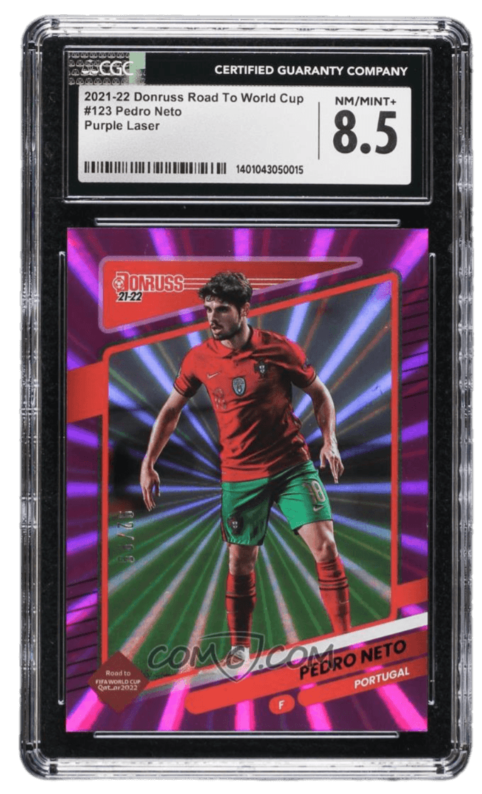 2021-22 Panini Donruss Road to Qatar - Holo Purple Laser #123 - Pedro Neto /99 CGC 8.5