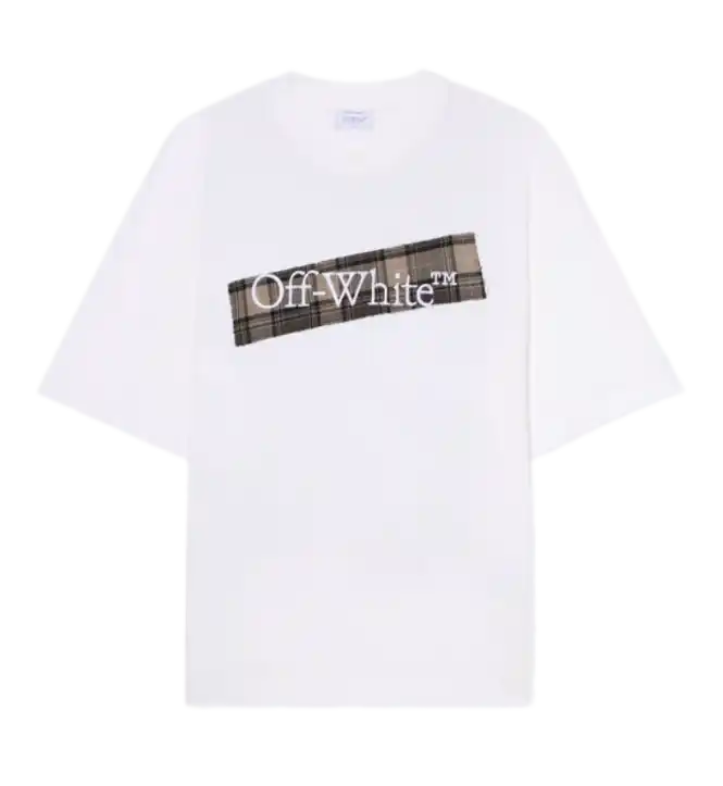 Off-White Flannel Diagonal Skate Short Sleeve Logo Tee - White/Black